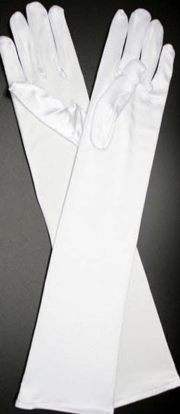 White Satin Gloves-Long